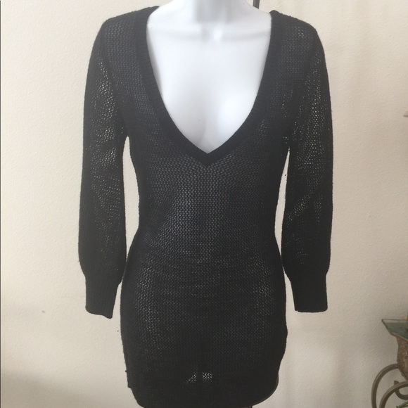 Express Mini knitted black dress long sleeves - Picture 2 of 7